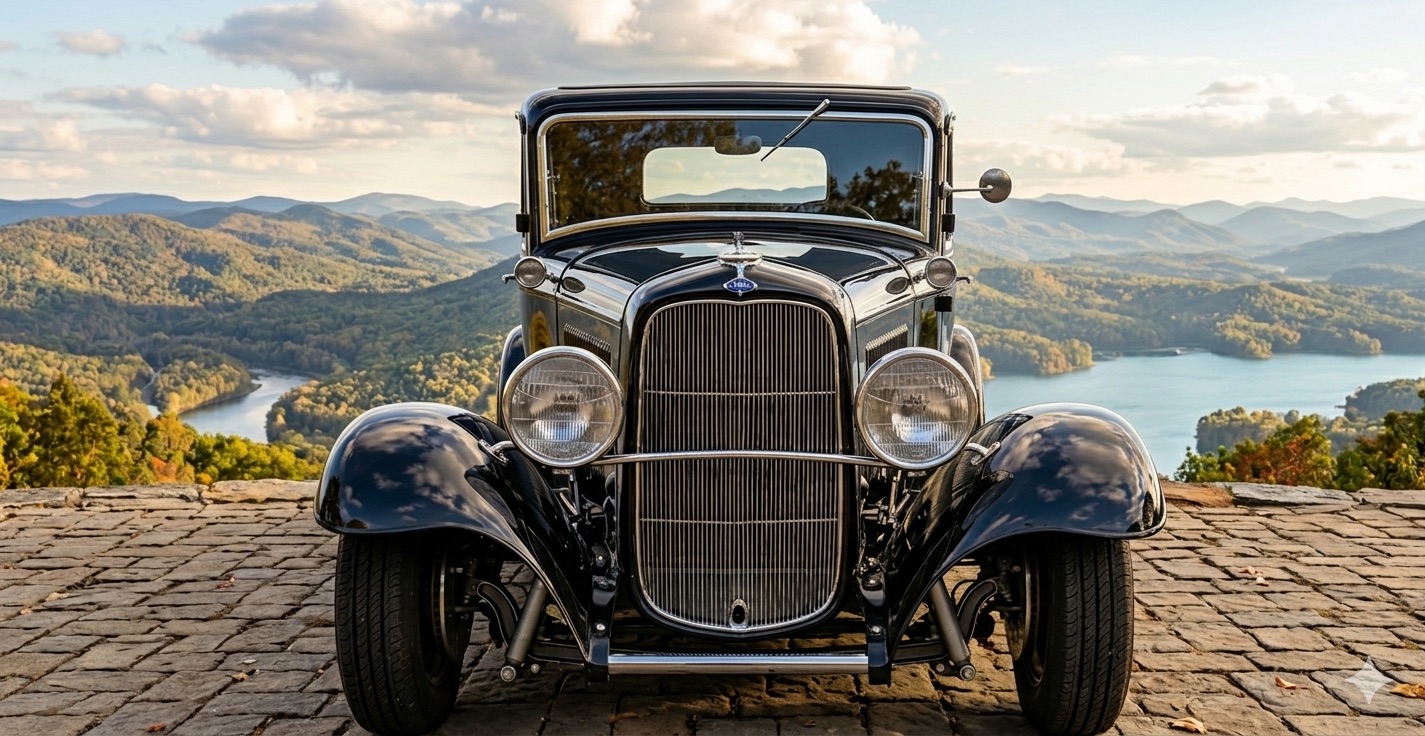Bonnie, the eV8 Electric Deuce Coupe, front detail